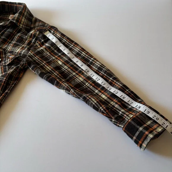 Dickies Men's Brown and Orange Plaid Button Down Shirt, Sz S, like new - Picture 9 of 9